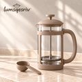lumsqesriv™ Morning Press French Press Coffee Maker | 34 fl oz Glass Coffee Press with Stainless Steel Filter & Measuring Scoop