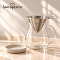 lumsqesriv™ Slow Pour Coffee Maker Set | 20 fl oz Glass Carafe, Reusable Stainless Steel Dripper & Ceramic Rest