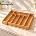 lumsqesriv™ Drawer Edit Expandable Bamboo Utensil Organizer | Adjustable 5–7 Compartment Silverware & Cutlery Tray