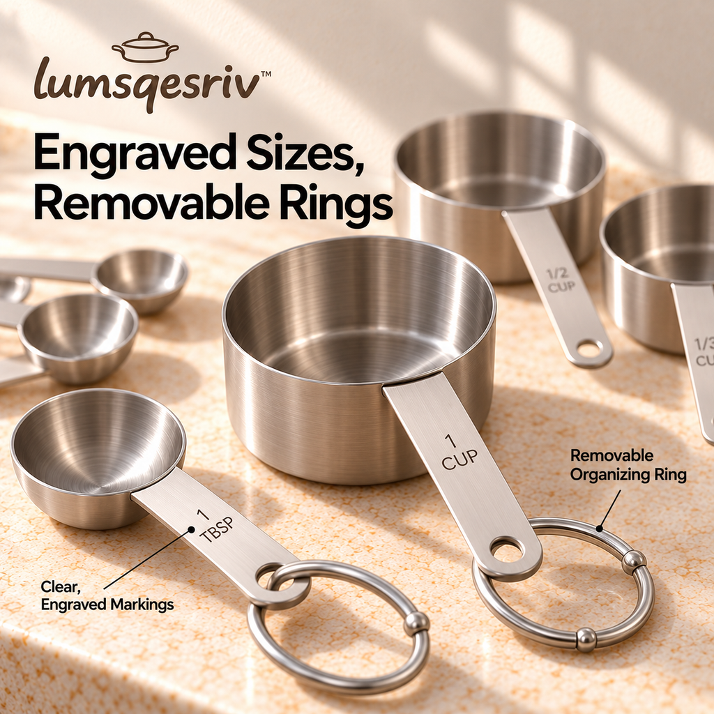 lumsqesriv™ Measure & Nest Stainless Steel Measuring Cups and Spoons | 10-Piece U.S. Baking & Cooking Measurement Set