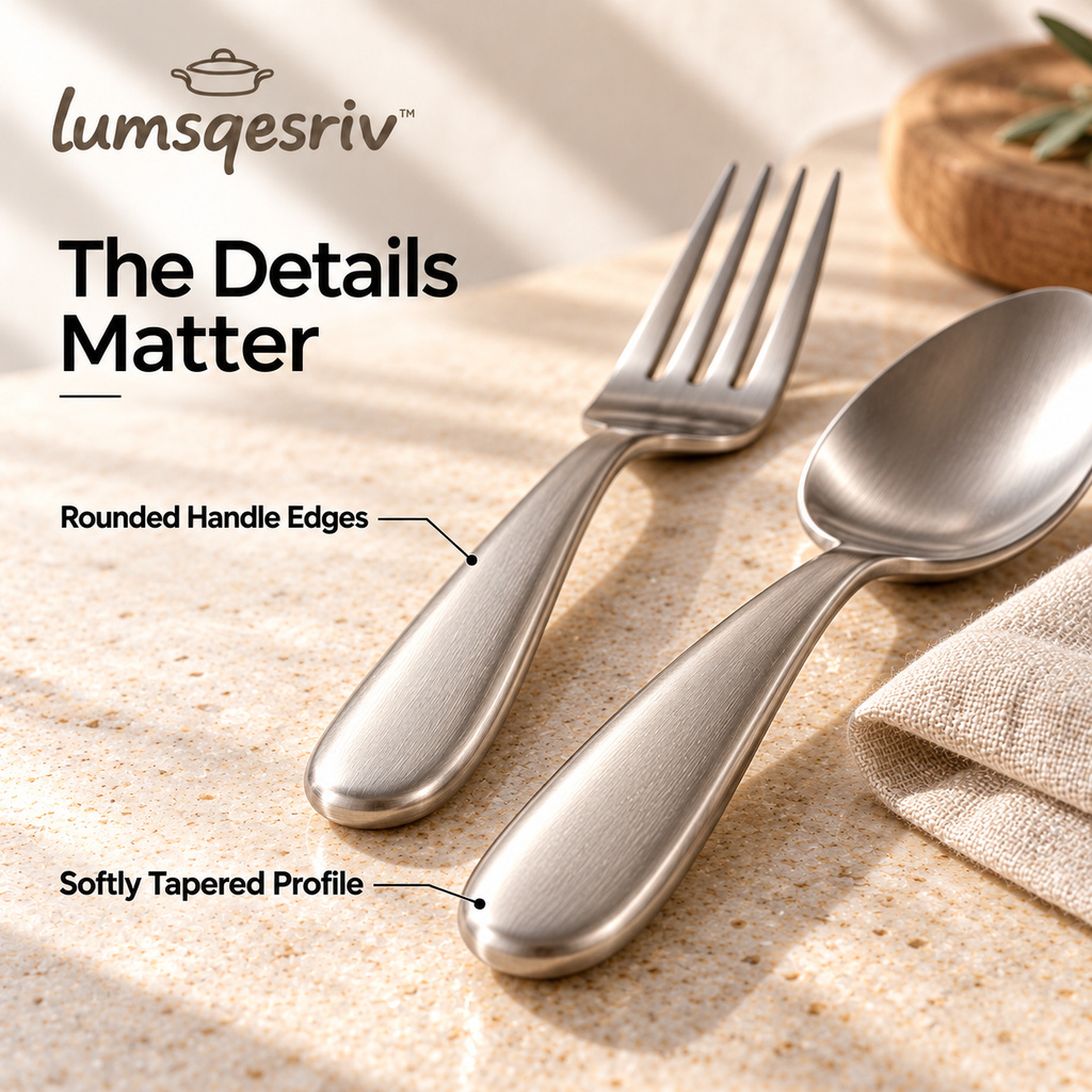 lumsqesriv™ Everyday Arc Flatware Set | 20-Piece Stainless Steel Silverware, Service for 4