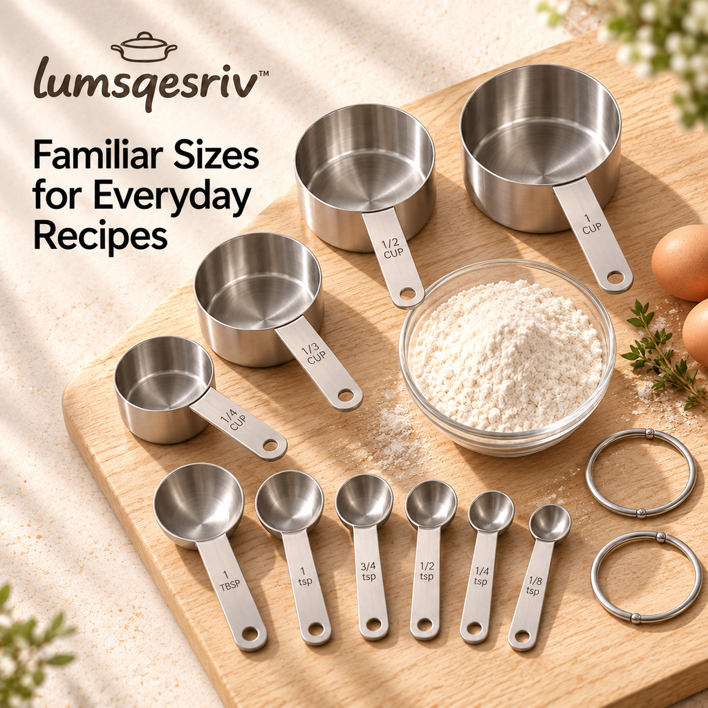 lumsqesriv™ Measure & Nest Stainless Steel Measuring Cups and Spoons | 10-Piece U.S. Baking & Cooking Measurement Set