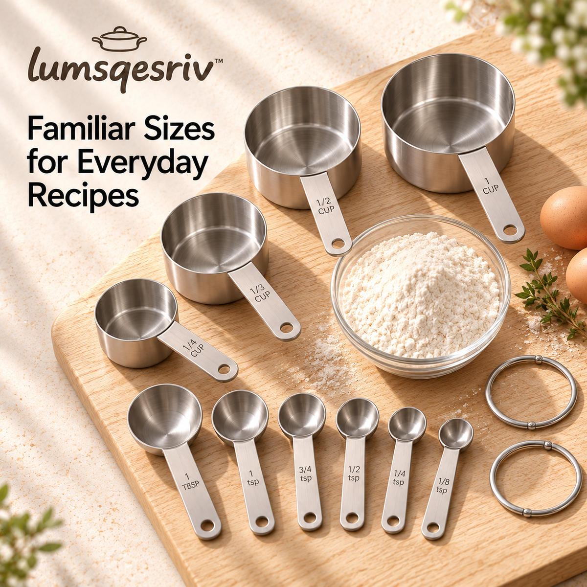 lumsqesriv™ Measure & Nest Stainless Steel Measuring Cups and Spoons | 10-Piece U.S. Baking & Cooking Measurement Set